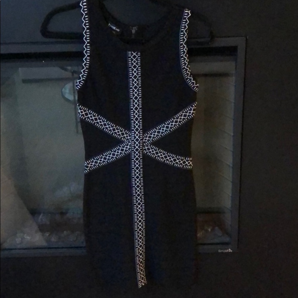 Black and White Bebe Bodycon Dress